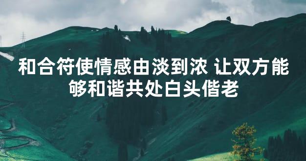 和合符使情感由淡到浓 让双方能够和谐共处白头偕老